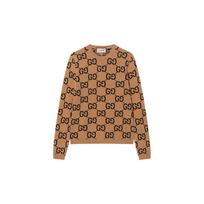 GUCCI Gg vilnos žakardo apvalios apykaklės megztinis 692900-XKCC5-2075 L brown