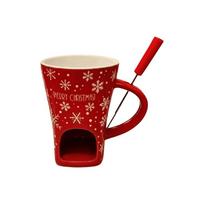 Heat-resistant Chocolate Fondue Mug With Fork Ceramic Candle Warmer  Chocolate Melting Red Snowflake
