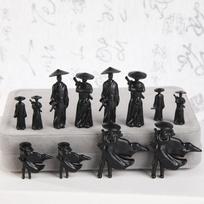 Resin Mini Figurines Decorative 30/50Mm Ancient Swordsman Samurai Warriors Office Cubicle Home Desktop Car Interior Model Gifts 5