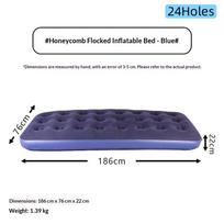 1Pcs Inflatable Air Mattress Air Bed, Quick Inflation Valve, Flocked Surface Thick Durable Portable Travel Camping Guest Bed 190x74x22cm blue