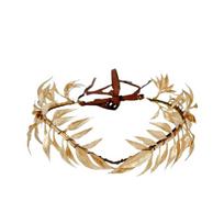 Stage Styling Headband with Gold-Tone Leaf Wreath Design, Costume Hairband for Cosplay Parties, Open Frame for Parties, Portraits, and Theme Wear 1 beige