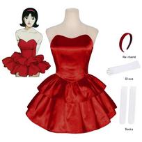 Anime Tobulas Mėlynas Kirigoe Mima Cosplay Kostiumas Raudona Krūtinę Apvyniota Vamzdinė Sijonas Pora su Keliais Mima Kirigoe Raudona Suknelė Aprangos Hal M red