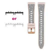 Glitter Silicone Band Compatible with Samsung Galaxy Fit 3 Smart Strap Correa Bracelet for Galaxy Fit 3 Watch Strap Accessories Galaxy watch FIT3&connector-silver gray