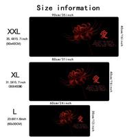Red Spider Lily Mouse Pad Black Kanji Love Large Desk Mat XXL Non-Slip Rubber Keyboard Mat PC Gaming Office Decor Long Mousepad 600x300x2mm black