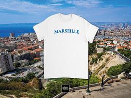 Marseille T-Shirt | France City Tee | Summer Shirt | Minimalist Travel Tee | Vintage Typography | Graphic Tee | Travel Gift | City Tee 120 white