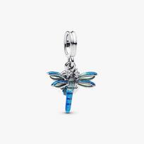 Pandora Dragonfly Double Dangle Charm 793745C01 Sterling Silver gray