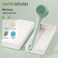 Rechargeable Waterproof Electric Bath Brush with Massage Silicone & Long Handle Colored Box white