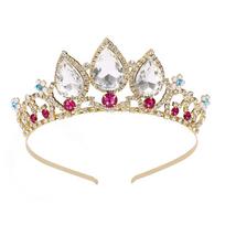 Sparkly Rhinestone Princess Tiara Water Drops Crystal Tiara Bridal Wedding Crown  Children Style 1 beige