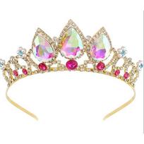 Sparkly Rhinestone Princess Tiara Water Drops Crystal Tiara Bridal Wedding Crown  Children Style 4 beige