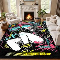 Cyberpunk Edgerunners Carpet Door Mat for Living Room or Bedroom Protective Mat Under Chair Office Decoration Christmas Gift Birthday Present 80cmx120cm