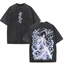 Fashion Anime Bleach Rukia Kuchiki T Shirt Vintage Washed Streetwear Men Women Clothing Short Sleeve Casual 100% Cotton T-shirt 2XL gray