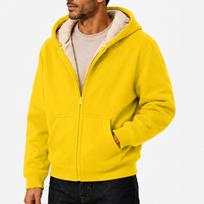 Men's Hooded Cardigan Color Winter Warm Sweatshirt for Youth XL geltona