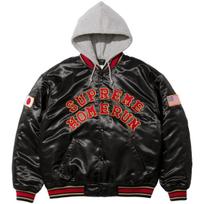 Supreme Homerun Satin Hooded Varsity Jacket SUP-SS25-254 XL gray