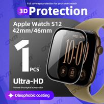 Screen Protector for Apple Watch Series 12 42mm/46mm HD Anti-scratch Full Coverage Protective Film Accessories (Not Glass) for Watch S12 42mm black