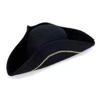 Polyester Pirate Hat Feather Captain Hat Vintage Tricorn Hat  Theme Party Style E black