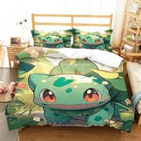 Cartoon Bulbasaur Duvet Cover Bedding Comforter sets Bulbasaur  Quilt Cover and Pillowcases Single/Double/Queen/King 135x200cm