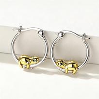 Xiaomi Huitan Cute Seal Design Hoop Earrings for Women Party Daily Fashion Two Tone Minialist Animal Accessories Modern Metal Jewelry beige