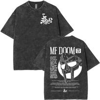 Rapper Mf Doom Tour 2026Vintage Washed T Shirts Men's Women Fashion Oversized T-shirts Y2K Hip Hop Gothic Short Sleeve T Shirts 5XL gray