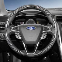 Suitable for Ford Carbon Fiber Texture Steering Wheel Cover with Segmented Design F-Series F-150 Super Duty Ranger E-Transit Puma Gen-E Explorer Kuga Silver Round 3Pc