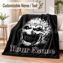 Terrifier Art the Clown Custom Name Flannel Throw Blanket Soft Warm for Sofa Bed Indoor Home Use 130cmx150cm