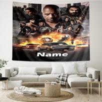 Custom Name Fast & Furious Print Tapestry, Backdrop, Easy Setup, Ideal for Bedroom, Office & Living Room, with Aesthetic Wall Hanging Decor. 130cmx150cm