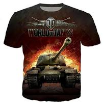 World Of Tanks Game 3D Print T-Shirts Summer Men Women Casual Fashion Oversized Short Sleeve T Shirt Male Tees Tops Man Clothing XXL brown