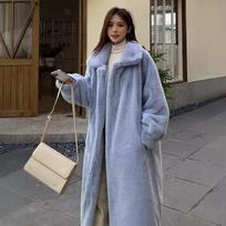 KOSY Women's Winter New Extended Imitation Mink Fur Coat With Thickened Waistband And Faux Fur Jacket S gray