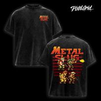 Metal Slug Vintage Washed T-Shirts Harajuku Pixel Arcade Retro Gamer Streetwear 100 black