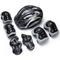 7Pcs Kids Bike Helmet & Knee/Elbow/Wrist Pads – Adjustable Protective Gear for 3-15yrs Boys Girls for Cycling Scooter Skating gray