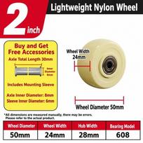 High Load Capacity Caster Wheel Nylon Roller Wheel Durable Trolley Wheel  Furniture Application 2inch White