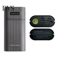 Battery Charger Box Power Bank Case Universal Convenient Welding-free Fireproof Shockproof Fast Charging with LED Flashlight 2 X 18650 21700 gray