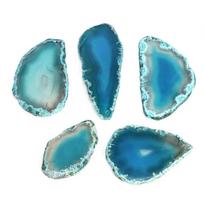 Natural Agate Geode Reiki Stone Slice Stone Jewelry Accessories DIY Quartz Pendant Home Decoration mėlyna