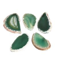 Natural Agate Geode Reiki Stone Slice Stone Jewelry Accessories DIY Quartz Pendant Home Decoration žalia