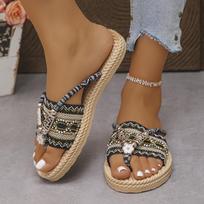 Plus Size Women Woven Flat Beach Slide Sandals 40 juoda