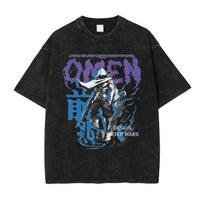 Valorants Game Graphic T Shirt Sova Omen Print T-shirt Vintage Washed Short Sleeve Tees Oversized T-shirt Men Women Clothing 4XL black