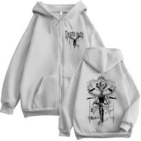 Anime Death Note Ryuk Yagami Light Zipper Hoodies Men Women Clothing Fashion Casual Loose Zip Up Hooded Sweatshirts Jacket Coats L white