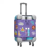 HISKIN_SET kelioninis mini dėklas rankų muilas 75ml + rankų kremas 75ml violetinės spalvos
