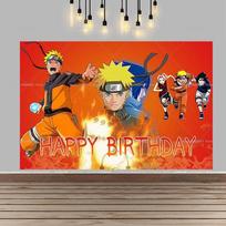 Cartoon Naruto Shinobi Banner Cool Konoha Design for Youth Boys Birthday Baby Shower Photo Background Wall Hanging Decor 126 59×39inch/150*100cm orange