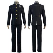 HOLOUN P4 Game Yu Narukami Cosplay Costume Wig School Uniform Embroidery Plaid Collar Suit Pants White Shirt Daily Wear L black