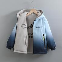 Boy S Thick Hooded Reversible Winter Jacket For Big Kids 120cm mėlyna