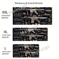 Super Cool Gun Model Keyboard Mouse Pad Desk Mat 3D Gaming Mouse Pad Gift Mouse Pad with Non-Slip Rubber Base Stitched Edges 600x300x2mm gray