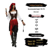 Adult Caribbean Pirate Costume - Cosplay & Halloween Performance Wear One Size black