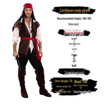 Adult Caribbean Pirate Costume - Cosplay & Halloween Performance Wear One Size black