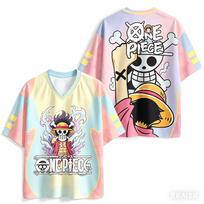 One Piece Monkey D.Luffy Oversized V-Neck Jersey 3D Quick Dry T-Shirt For Men Women Kids Anime Fan Tee Outdoor Sports Streetwear XL black