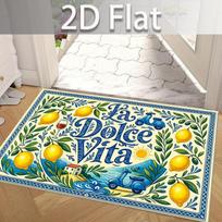 La Dolce Vita Lemon Print Doormat Italian Mediterranean Design Non Slip Floor Mat for Home Decor 40X60CM white