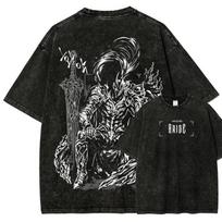 Solo Leveling Vintage Washed Cotton Anime Shirt, Manga Tee Mineral Wash T-Shirt, 100 black