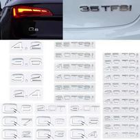 For Audi Q2 Q3 Q4 Q5 Q6 Q7 Q8 Model 1.9 2.0 2.5 3.0 4.0 5.0TDI 30 35 40 45 50 55TFSI Version 2.0 3.0T 3D Car trunk logo sticker 3.6 sidabras