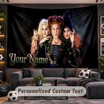 Hocus Pocus Sanderson Sisters Personalized Tapestry Support Custom Name, Wall Art Home Decoration 100cmx150cm