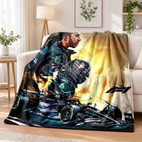 Lewis Hamilton Printed Flannel Blanket Warm Comfort Bed Throw For Indoor Home Decoration 100cmx150cm