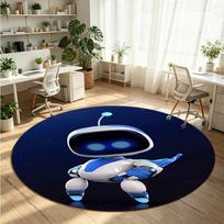 Astro Bot Printed Round Crystal Velvet Rug Soft Non Slip Floor Carpet For Bedroom Holiday Gift 100cmx100cm